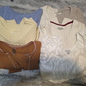 Women's Sweater Collection - Cream, Blue, Tan